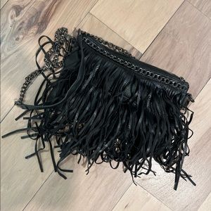 Black fringe crossbody bag